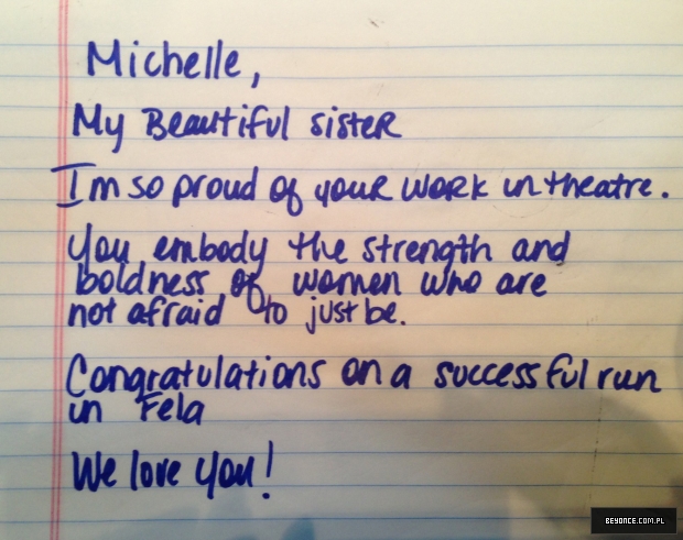 Beyonce's Letter to Michelle Williams
