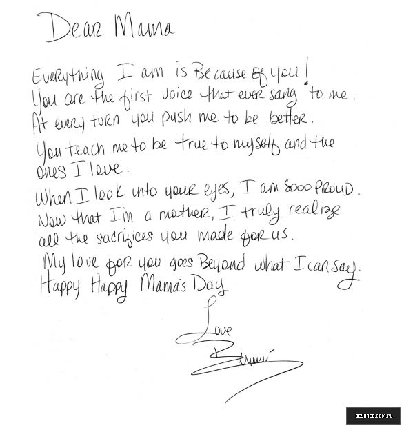 Beyonce's Letter to Tina
