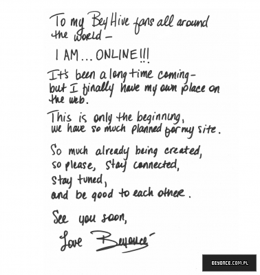 Beyonce's Letter to Fans
